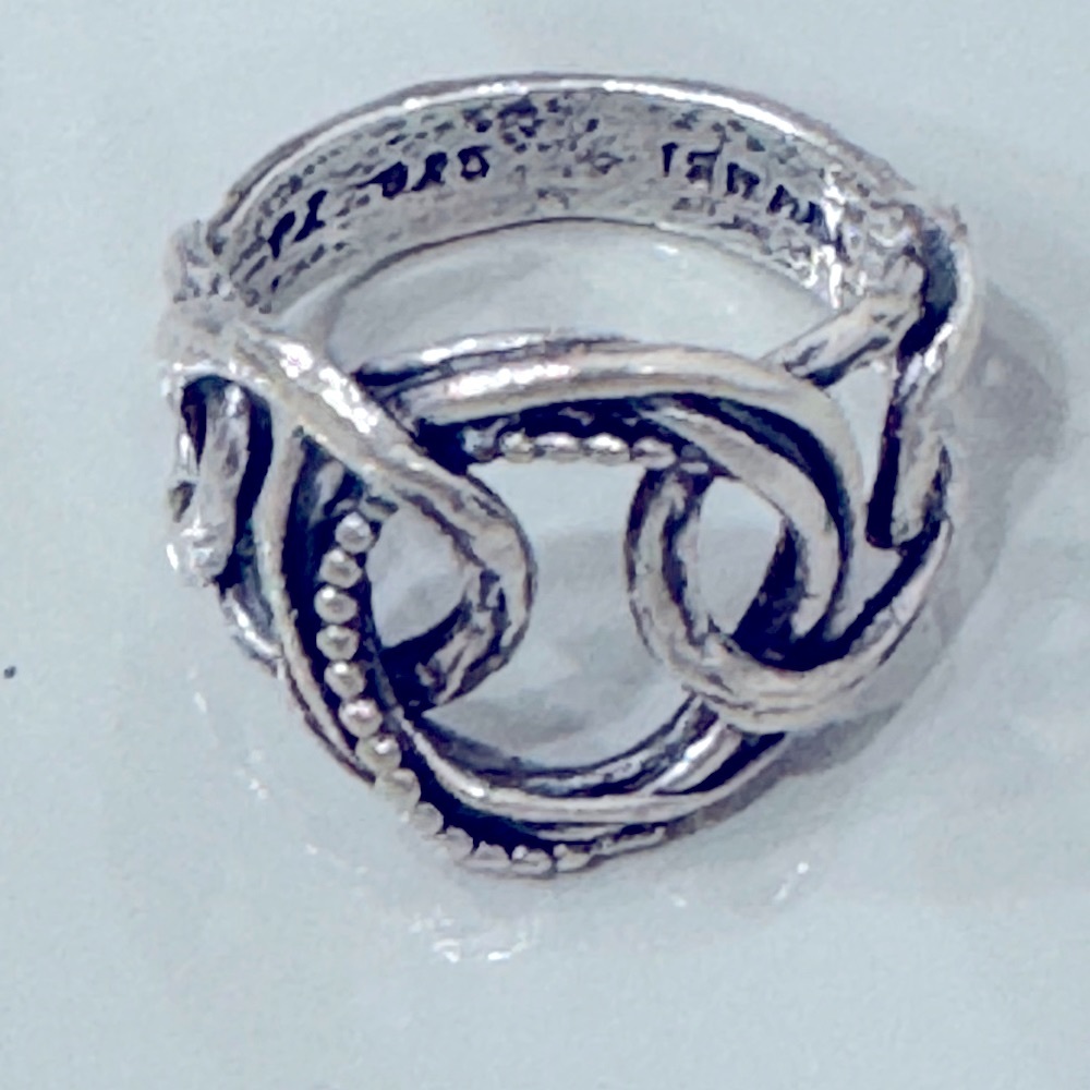 Or Paz Sterling Silver Textured Interlocking Circles Ring